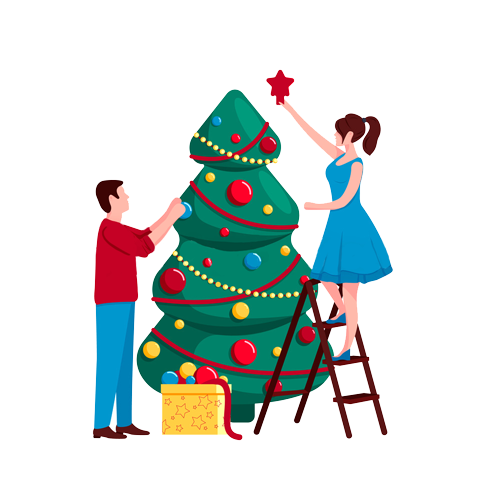 Un árbol de Navidad y una boda